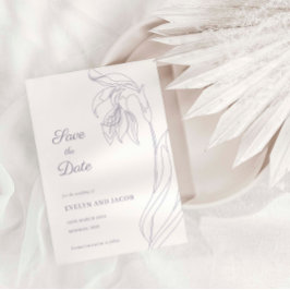 Invitation Arc à fleurs Line Art Lavender Enregistrer la date