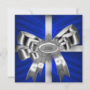 Invitation Arc Bleu Argenté 30ème Noir Blanc Bijou