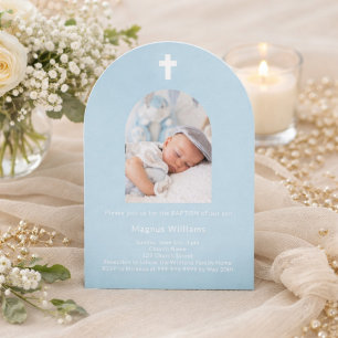 Invitation Arc bleu clair garçon Baptême