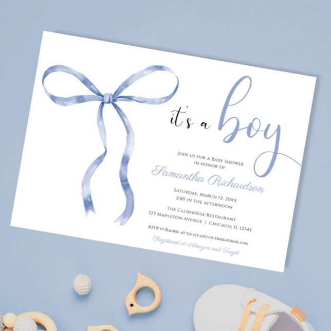 Invitation Arc bleu élégant aquarelle garçon baby shower (Créateur téléchargé)