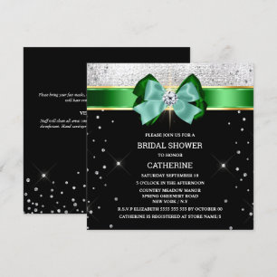 Invitation Arc brillant noir vert argenté parties scintillant