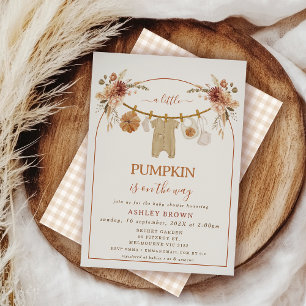 Invitation Arc Brown moderne Baby shower de ligne de linge Fl