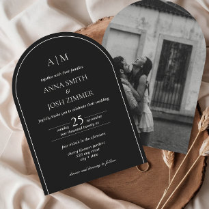 Invitation Arc Classy Élégant Simple Minimal Mariage noir