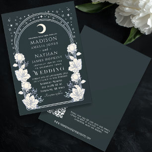 Invitation Arc d'argent céleste Art Nouveau Code QR Mariage