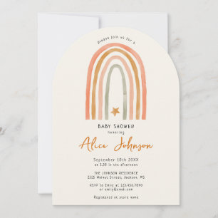 Invitation Arc de Baby Shower Bohème Arc-en-ciel et Étoile Mi