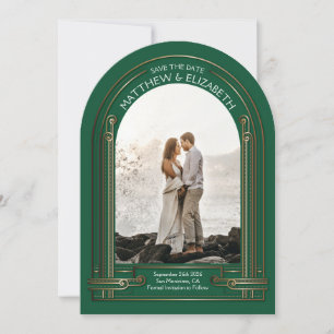 Invitation Arc de bronze vert émeraude Art déco Enregistrer l