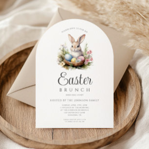 Invitation Arc de brunch de Pâques de lapin mignon