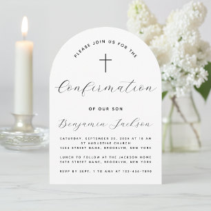 Invitation Arc de confirmation minimaliste noir et blanc simp