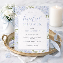 Invitation Arc de Fleurs d'Hortensia Bleu pour Baby Shower