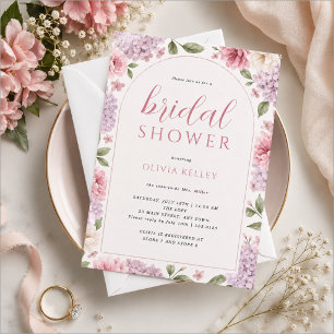 Invitation Arc de fleurs d'hortensia rose et lavande pour Bab