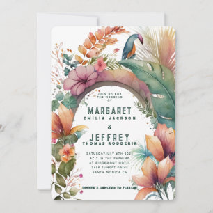 Invitation Arc de fleurs exotiques Mariage chic d'été tropica