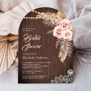 Invitation Arc de gazon de pampa rose poussiéreux Mariage cha
