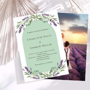 Invitation Arc de lavande photo sauge vert luxe mariage
