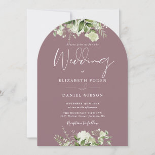 Invitation Arc de mariage à monogramme de verdure florale mau
