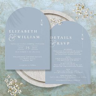 Invitation Arc de mariage à monogramme moderne tout en un ble