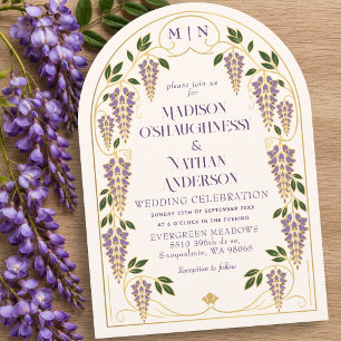 Invitation Arc de mariage Art Nouveau or et wisteria violet