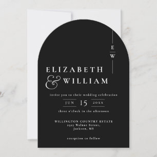 Invitation Arc de mariage élégant chic monochrome à monogramm