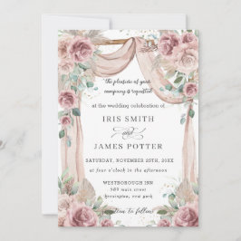 Invitation Arc de Mariage en laiton Rustique Dusty Rose Flora