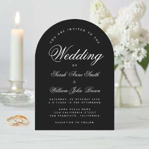 Invitation Arc de mariage noir Simple calligraphie moderne