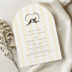 Invitation Arc de mariage romantique oiseaux ivoire moderne c