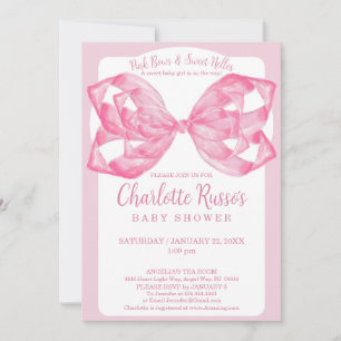 Invitation Arc de Tendres Bonjours Rose Baby Shower Aquarelle