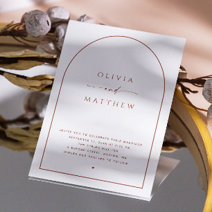 Invitation Arc de terre cuite. Élégant minimaliste mariage QR