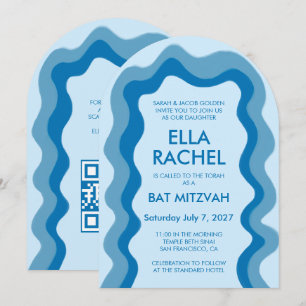 Invitation Arc de trame moderne personnalisé QR Bar Bat mitzv