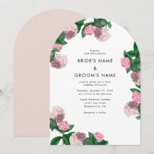 Invitation Arc de verdure florale d'hortensia rose pour maria