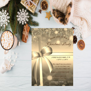 Invitation Arc Doré Élégant, Fête de Noël de la Société Confe