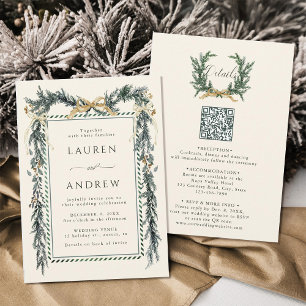 Invitation Arc doré et guirlande verte Mariage Tout en un Ivo
