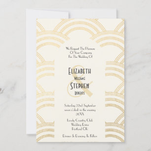 Invitation Arc élégant Gatsby Art déco 1920 Ivoire & Or