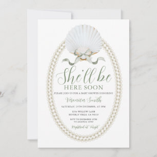 Invitation Arc Elle sera bientôt là Coquillage Mignon Baby Sh