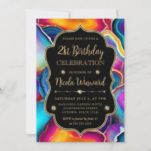 Invitation Arc-en-ciel Agate Tourbillon Élégant Anniversaire