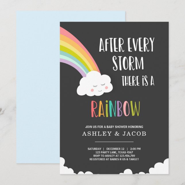 Invitation Arc en ciel après une perte garçon Baby shower Inv (Devant / Derrière)