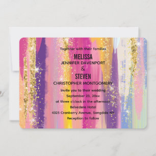 Invitation Arc-en-ciel avec Mariage de Parties scintillant en