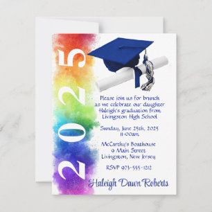 Invitation Arc-en-ciel avec Royal Blue Graduation