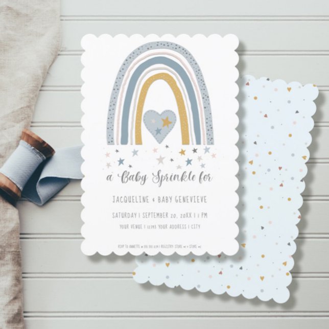 Invitation Arc-en-ciel bleu Dusty Baby shower Garçon (Créateur téléchargé)