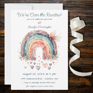 Invitation Arc-en-ciel bohème avec Baby shower de coeur