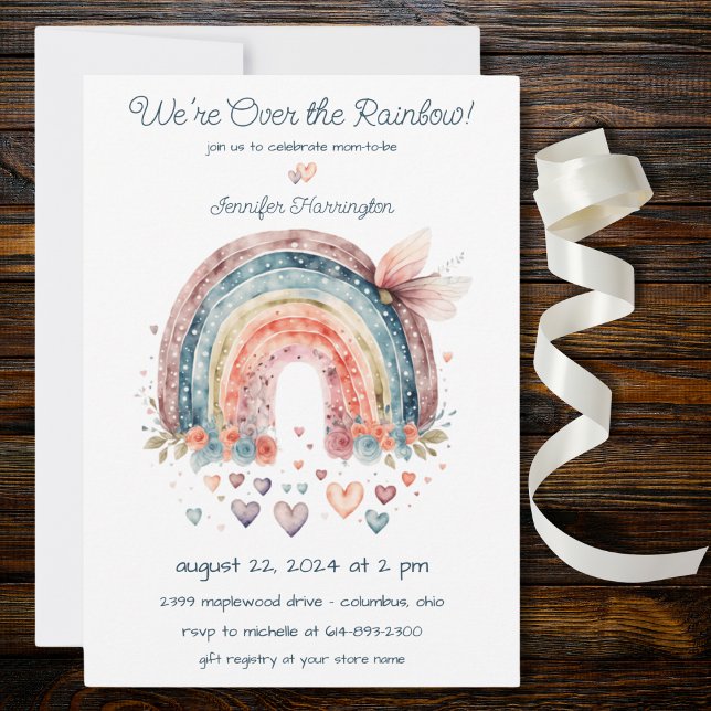 Invitation Arc-en-ciel bohème avec Baby shower de coeur (Créateur téléchargé)