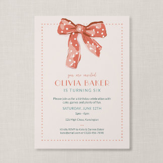 Invitation Arc-en-ciel Coquette Bow Anniversaire Enfants