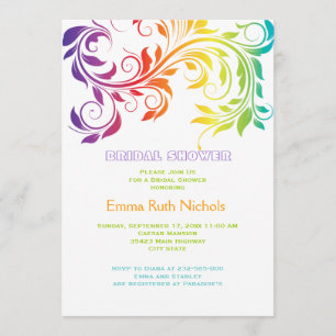 Invitation Arc-en-ciel couleurs feuille de défilement mariage