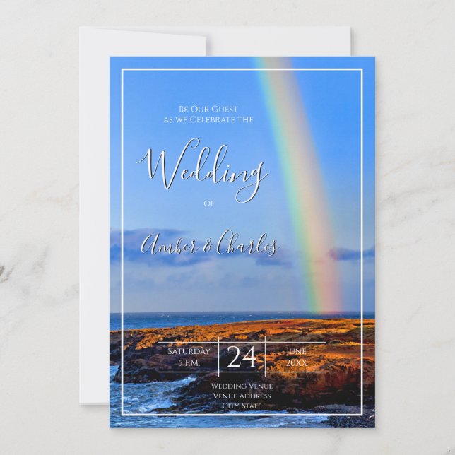Invitation Arc en ciel, Espoir & Bonheur, Mariage (Devant)