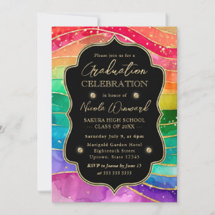 Invitation Arc-en-ciel et Encre Alcoolique Pailletée Or Gradu