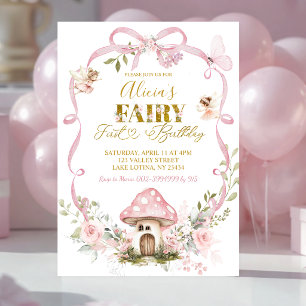 Invitation Arc-en-ciel Floral Coquette Fée Premier Anniversai