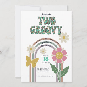 Invitation Arc-en-ciel Groovy   2e anniversaire