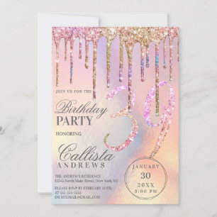 Invitation Arc-en-ciel Holographique Parties scintillant Driv