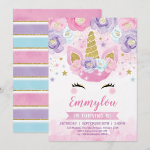 Invitation Arc-en-ciel magique de pourpre de rose de fête