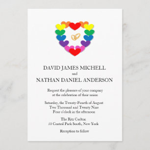 Invitation Arc-en-ciel Mariage anneaux Mariage gay
