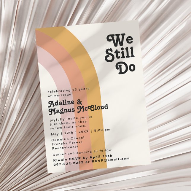 Invitation Arc-en-ciel moderne des années 70 Nous faisons enc (Créateur téléchargé)