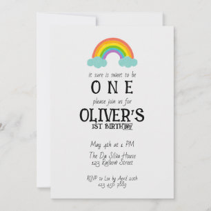 Invitation Arc-en-ciel pour être un premier anniversaire